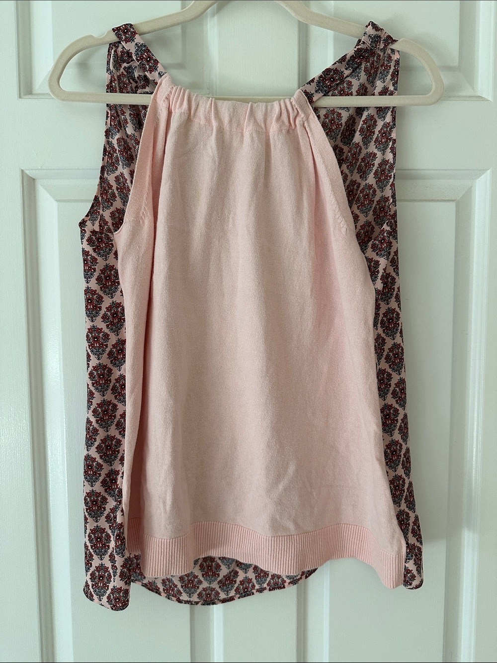 LOFT Pink Sleeveless Top with Red Floral Print